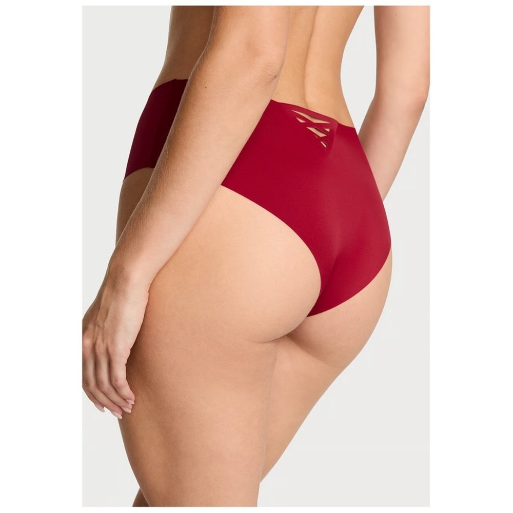 NWT Victoria's Secret Set of 2 No Show Cheeky Panties Women's Size L Red Black